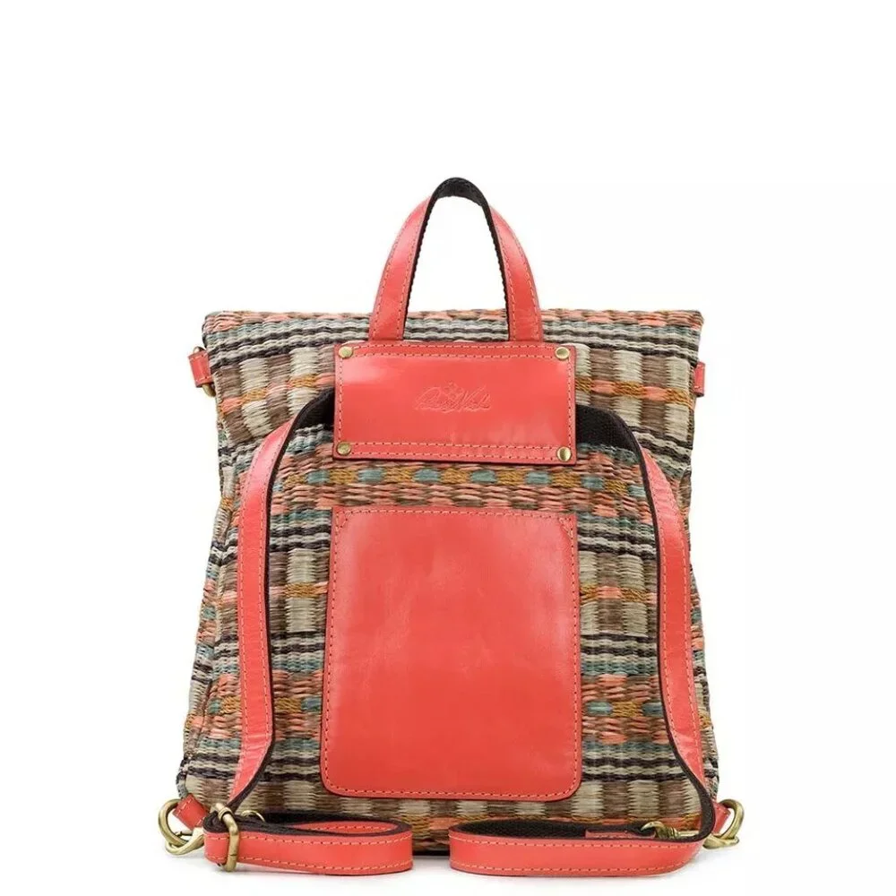 PATRICIA NASH Luzille Tote/Backpack Woven & Leather Orange Accents Bohemian - Picture 4 of 5